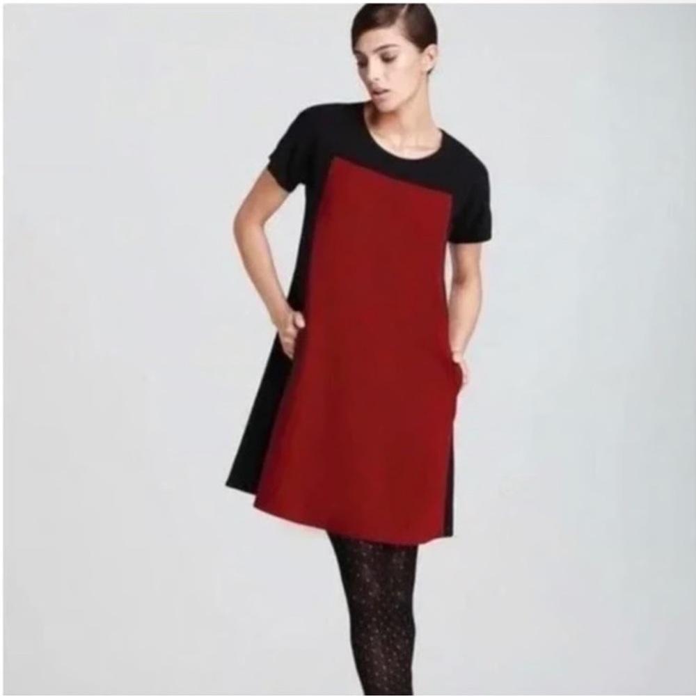 Kate Spade Bosley Color Block Shift Dress Burgundy & Black Size 8‎
